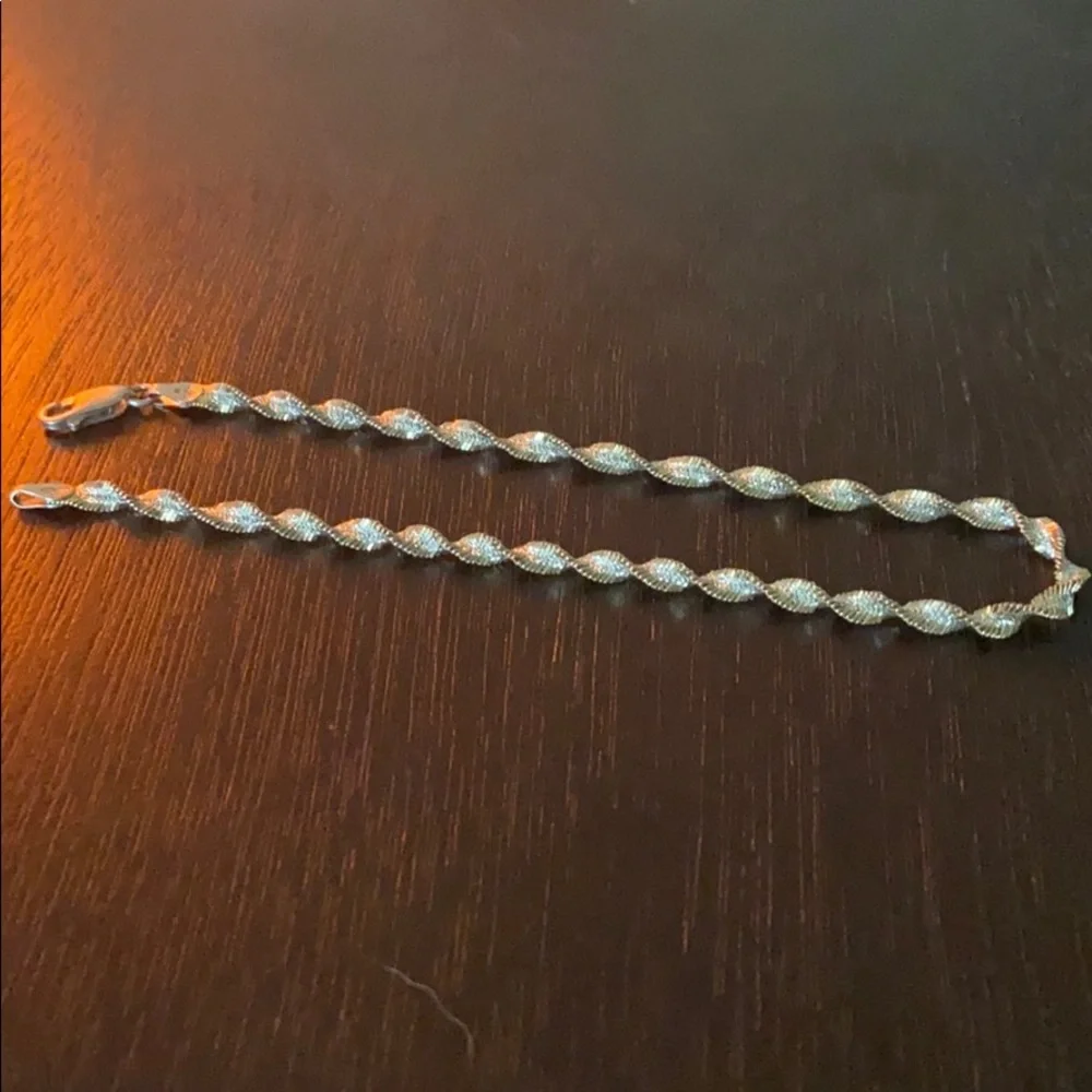 Spiral Twisted Bracelet 925 Sterling Silver 10 Inches