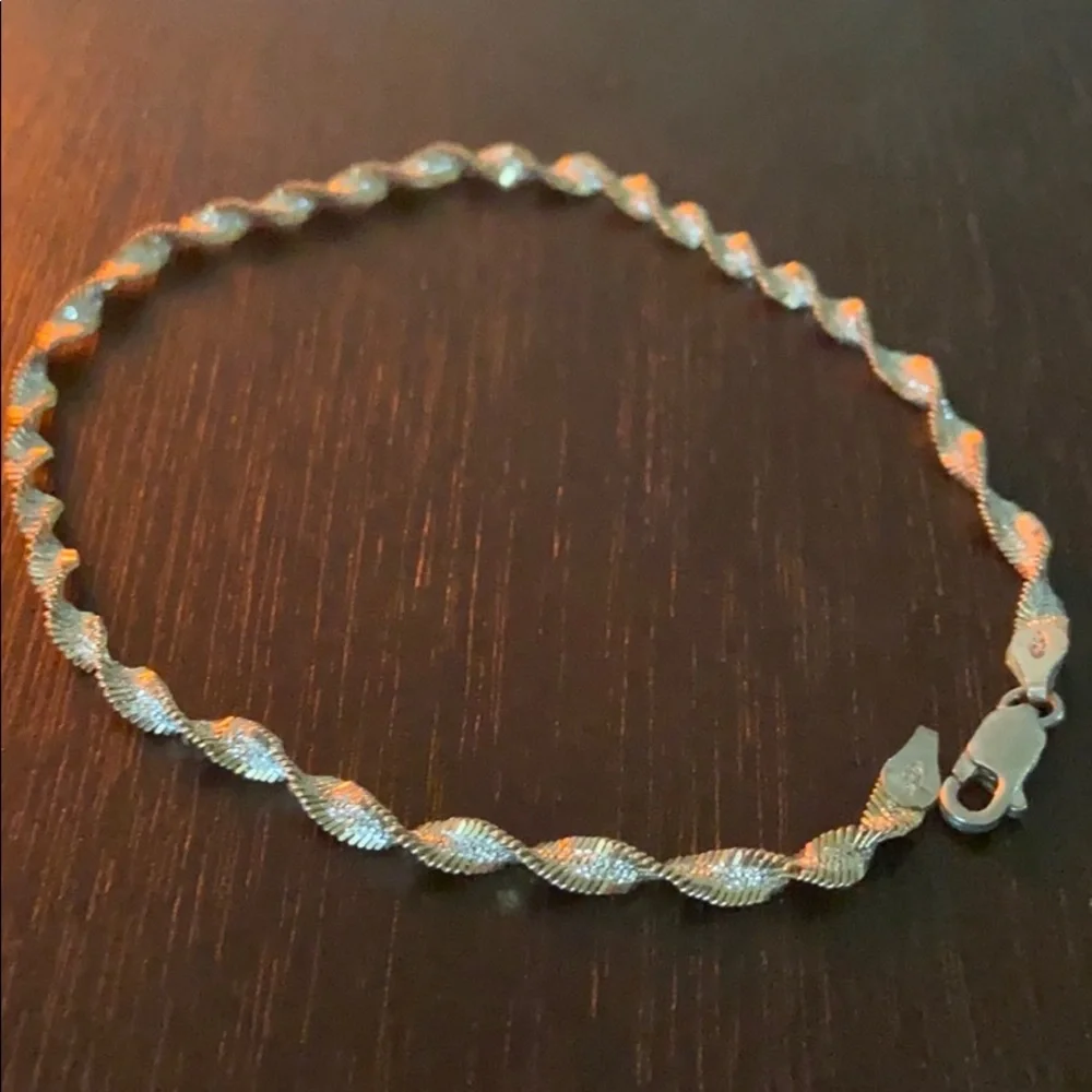 Spiral Twisted Bracelet 925 Sterling Silver 10 Inches