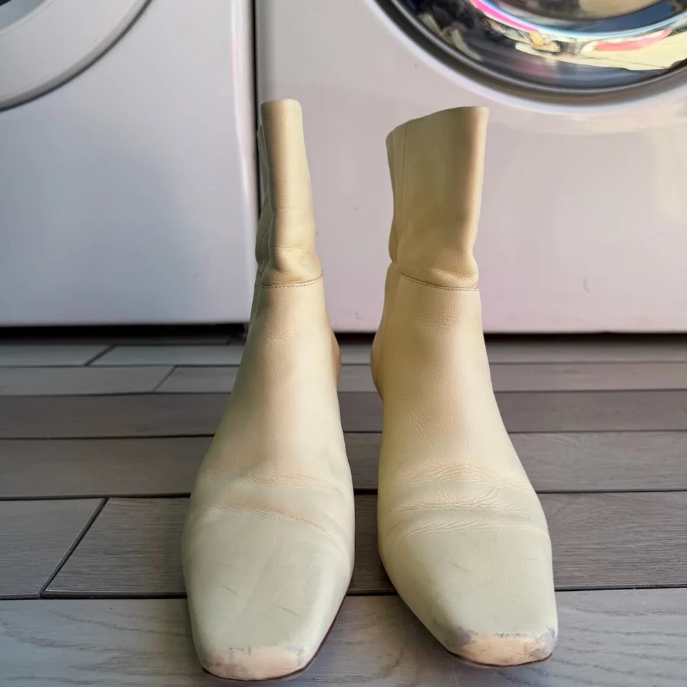 Reformation Ramona Cream Ankle Booties