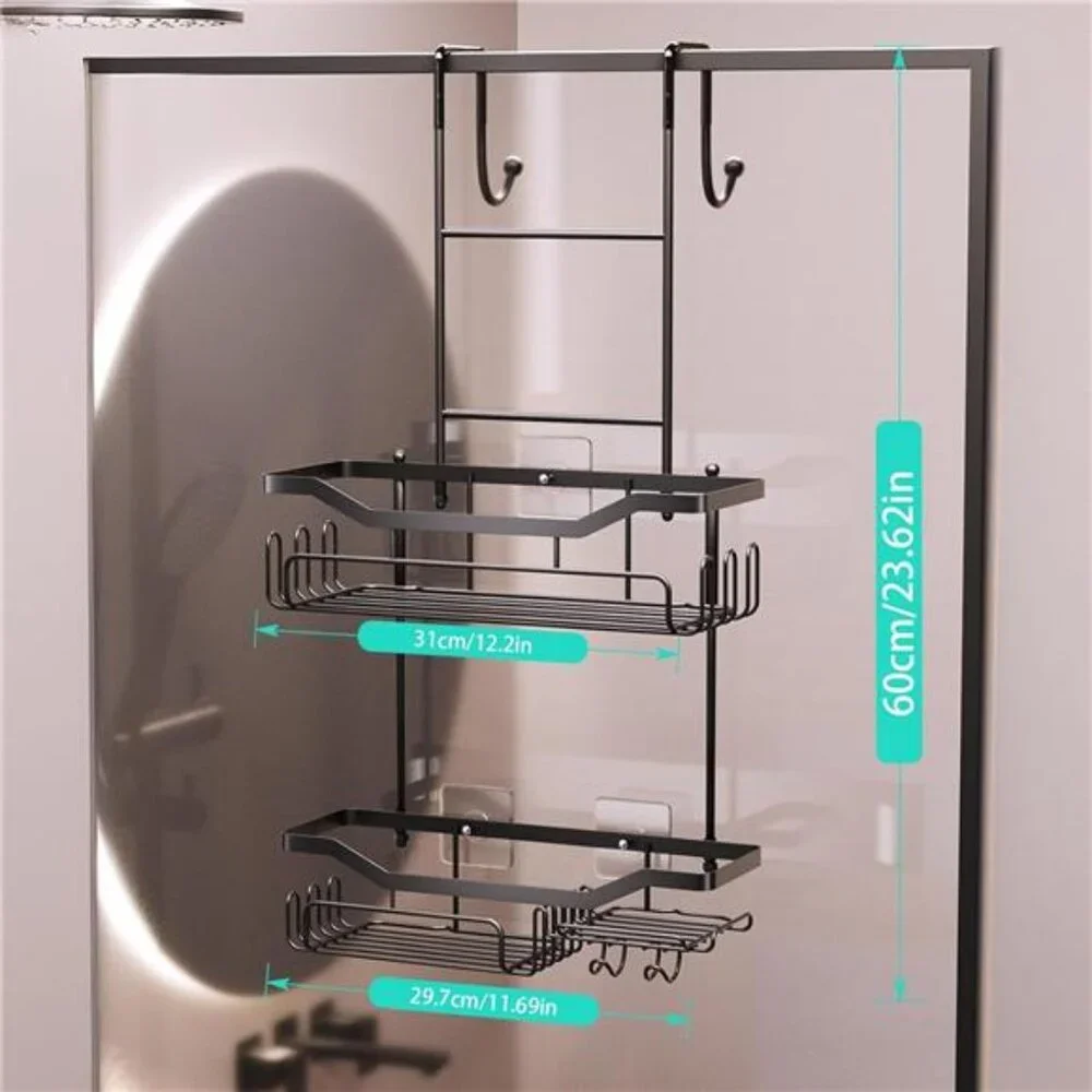 Over Door Shower Caddy Hanging Organizer Stainless Steel Rustproof Bathroom