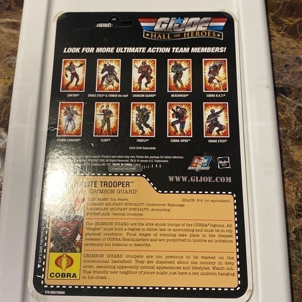 GI JOE Cobra Troopers uncut file cards