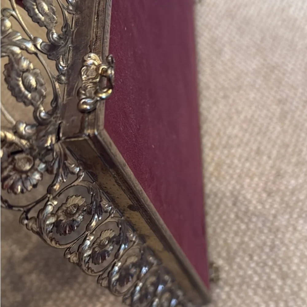 Vintage Brass gold tone filigree, ornate dresser vanity mirror tray