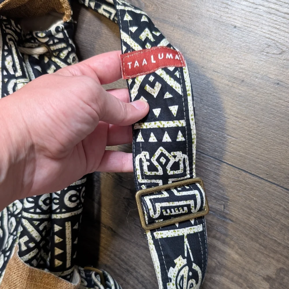 Taa Luma Totes Black Cream Patterned Boho Backpack