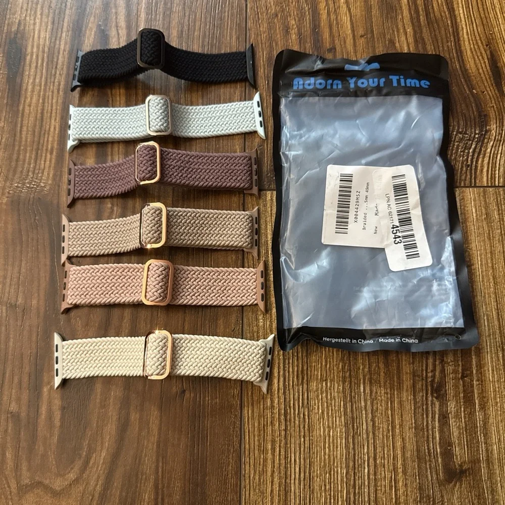 Woven Nylon Wristbands for Smartwatches - Black, Gray, Brown, Tan