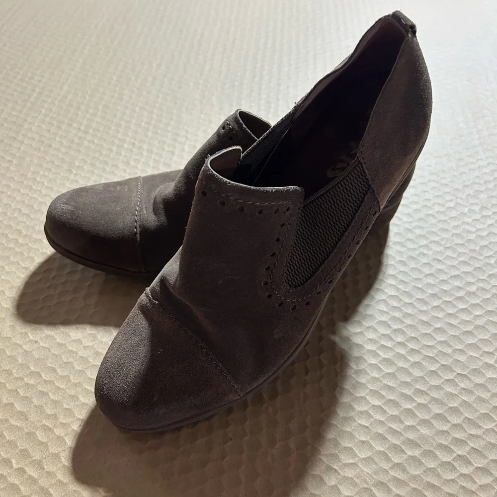 Kork-Ease Brown Suede Ankle Booties