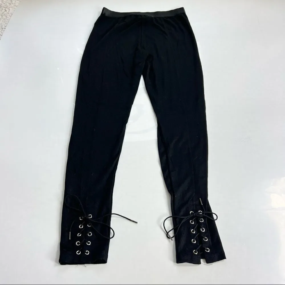 FREE PEOPLE Small Black Leggings NWT New Movement Lace Up Ankle Joggers Leggings