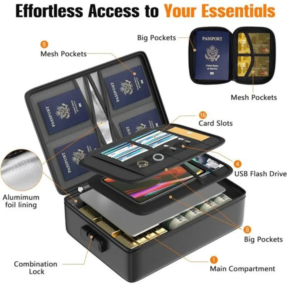 5200°F Fireproof Document Organizer with Lock Fireproof & Waterproof