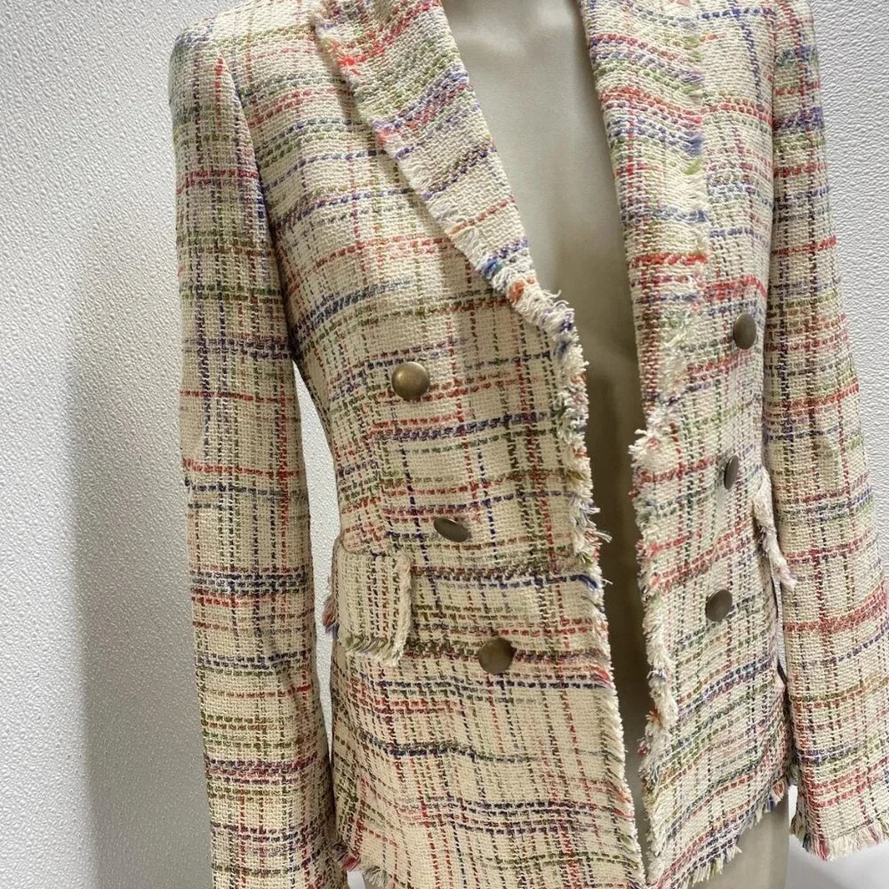 NEW AKRIS Women’s Fringe Tweed Blazer Jacket