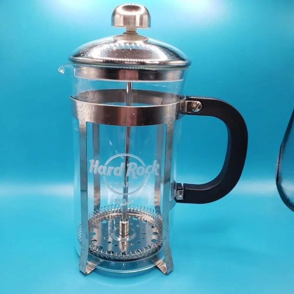 Hard Rock Cafe Maui Glass French Press Coffee Maker Carafe Souvenir