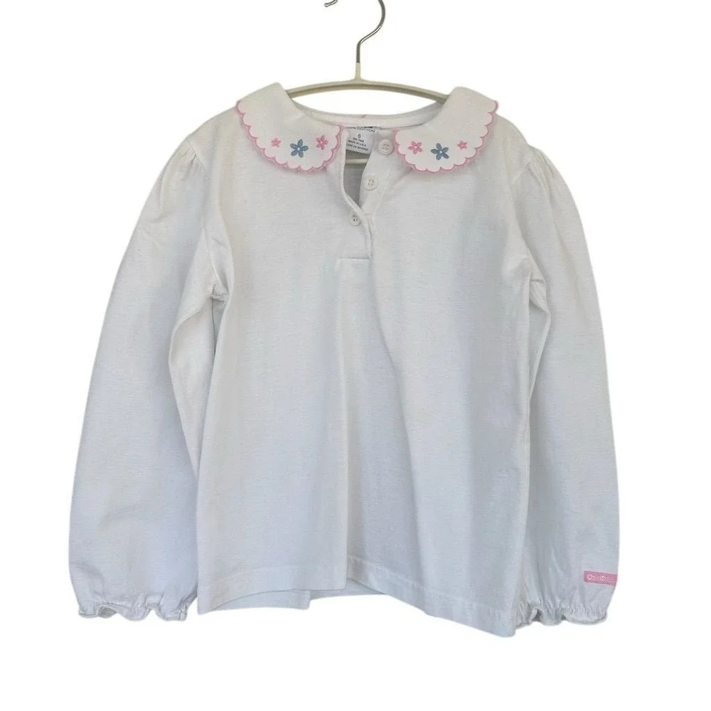 VTG 90s Y2K OshKosh B'gosh Girls Floral Blouse Sz 6 USA Union Made Cottage core
