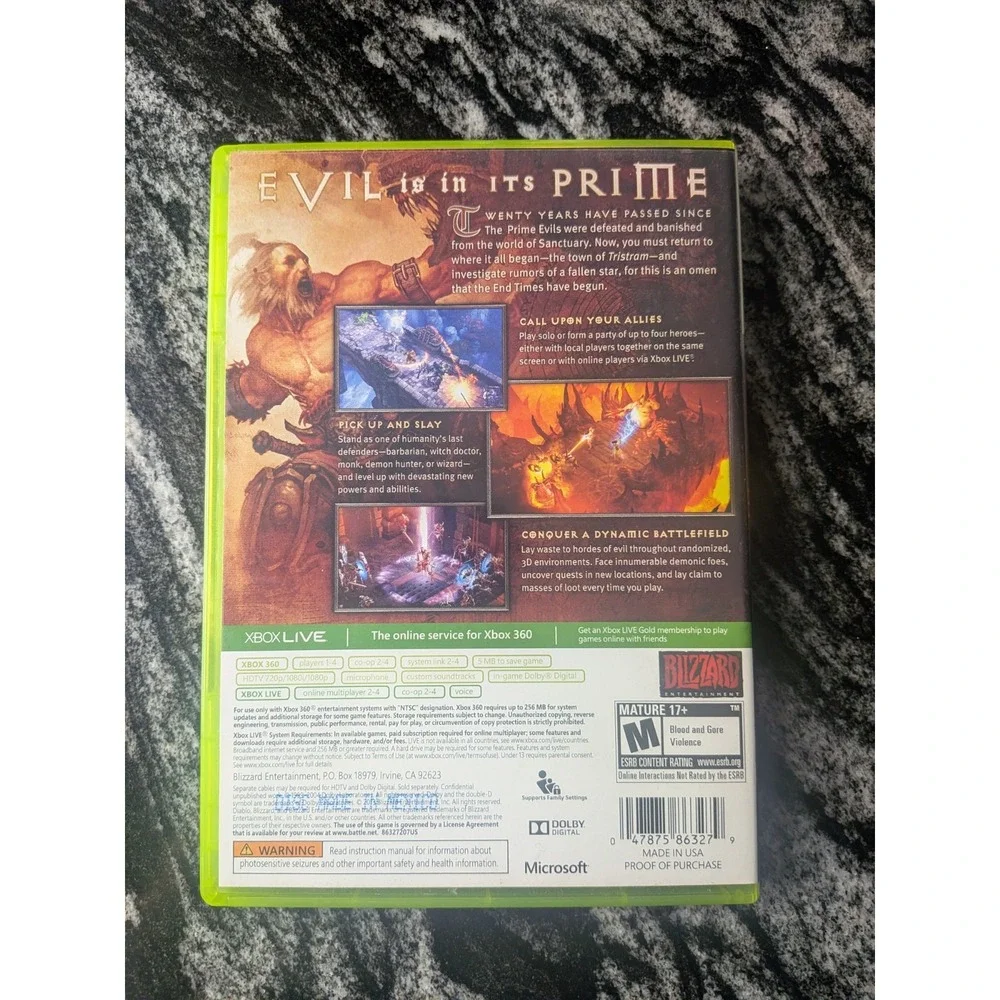 Diablo III 3 (Xbox‎ 360) Complete - TESTED WORKS