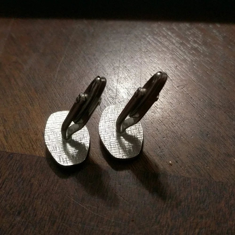 Silver Tone Engraved Oval Cufflinks