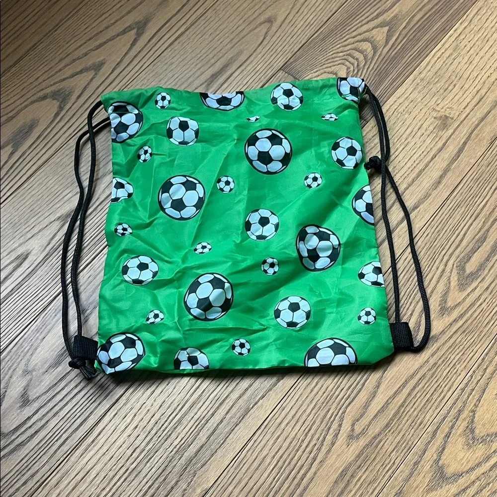 Green Soccer Drawstring Backpack for Kids