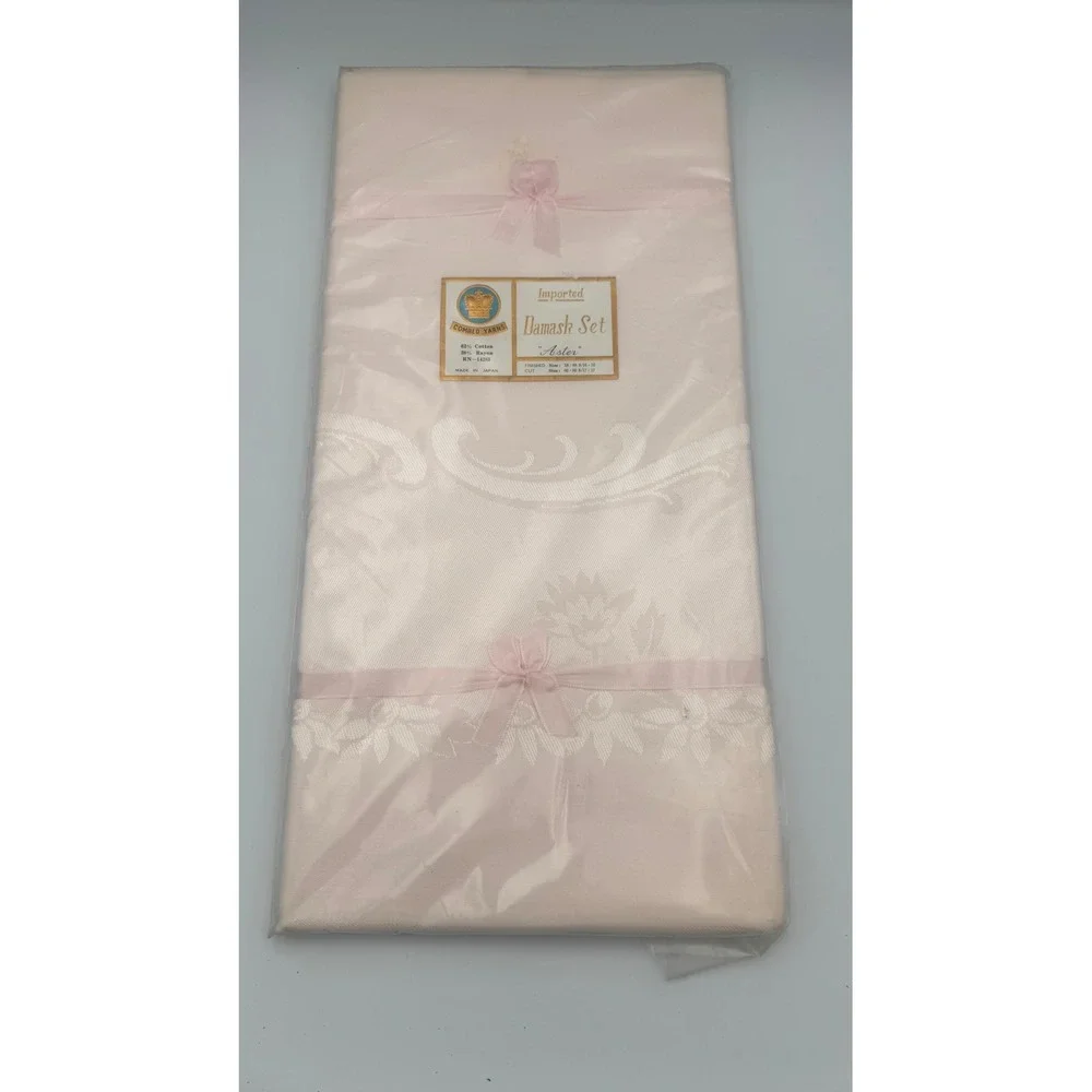 Imported Vintage Aster Damask Tablecloth Combed Yarns Cotton Rayon Made Japan