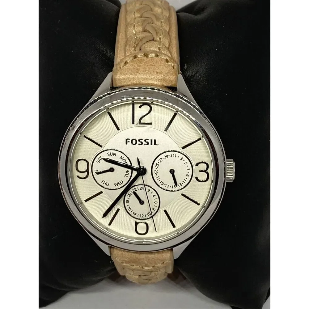 Fossil BQ3249 Women's Leather White Analog Dial Quartz Genuine Wrist Watch JK739