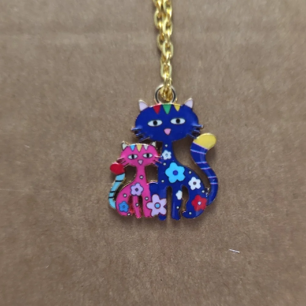 Colorful Cat Pendant Necklace