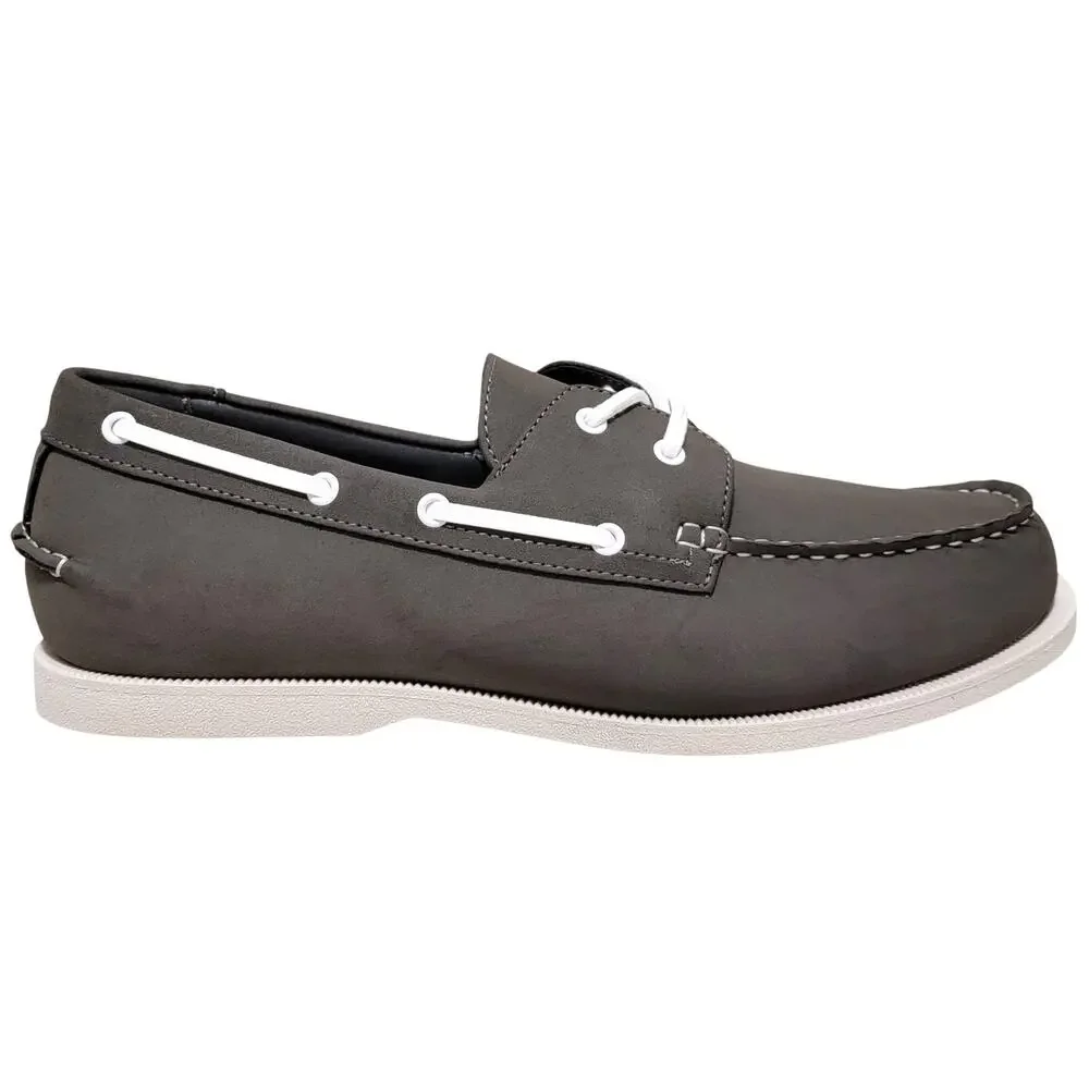 Club Room Men Elliot 2-Eye Casual Boat Shoes Size US 11M Grey Faux Leather