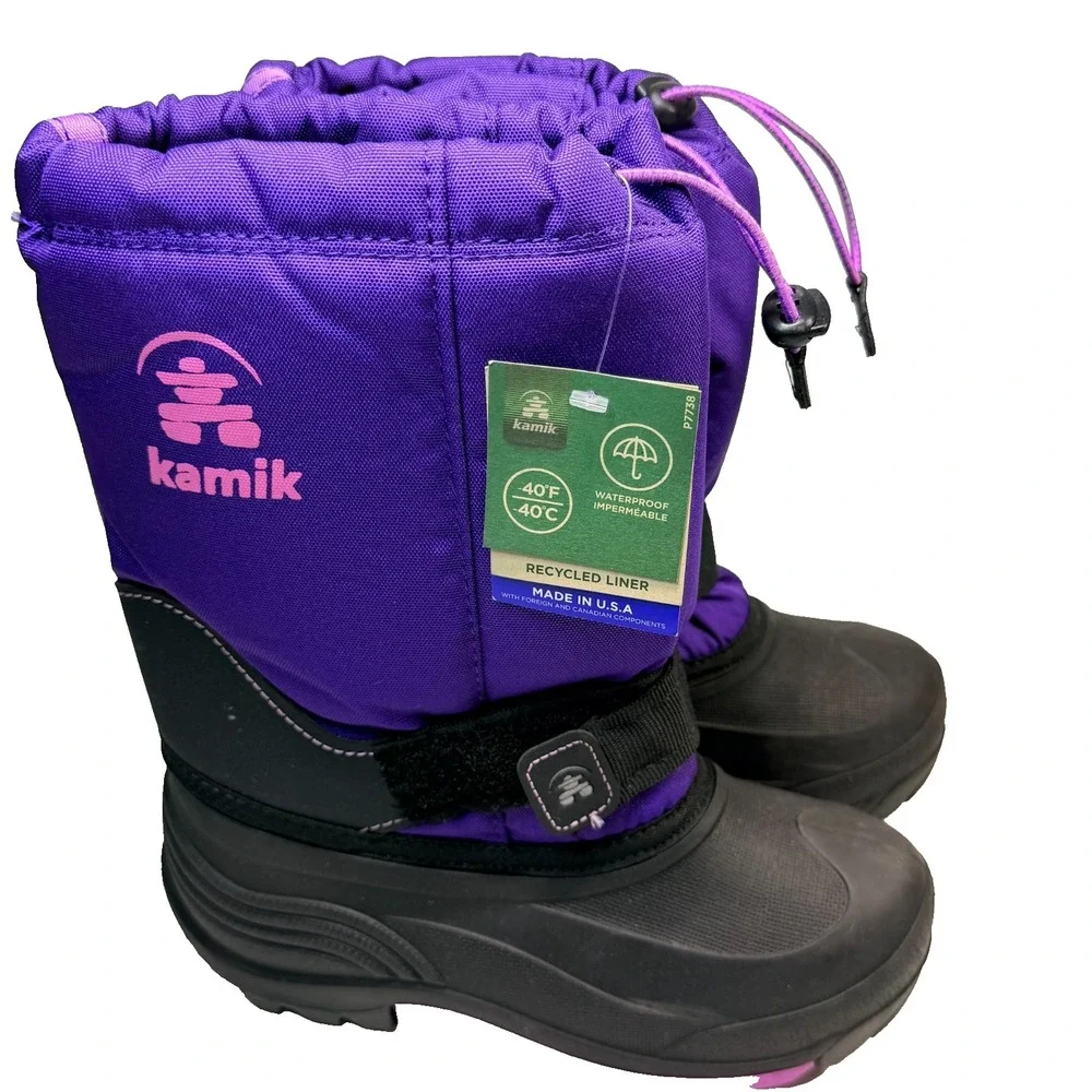 Kamik Youth Rocket Insulated Winter Snow Boots Purple Waterproof Size 4 NWT