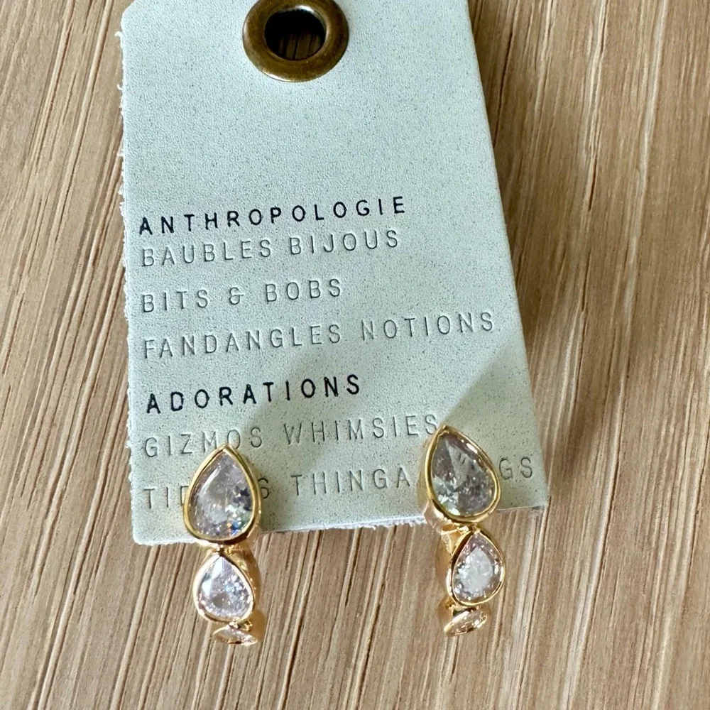 Anthropologie crystal gold plated