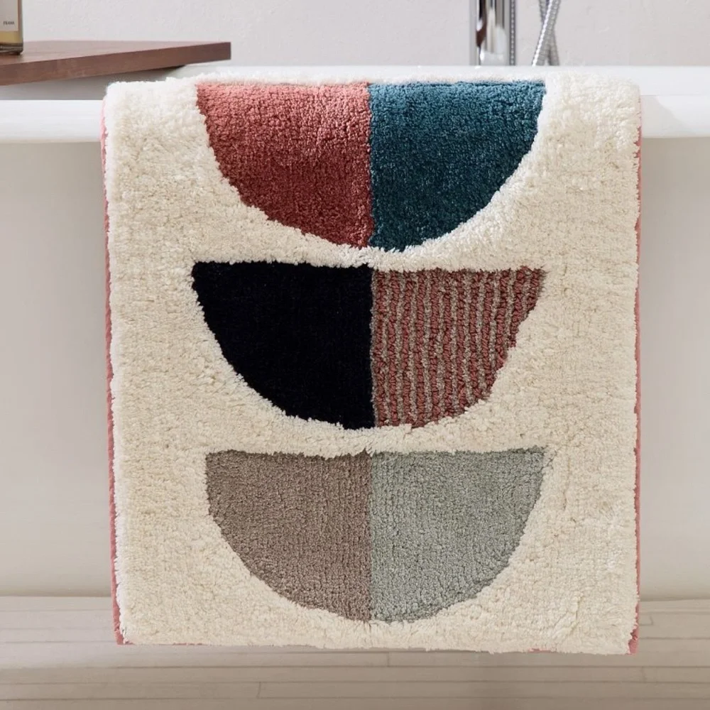 West Elm Cream and Multi-Color Geometric Door Mat 17x25