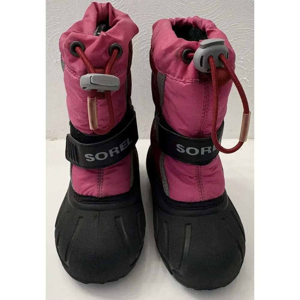 Sorel Flurry Durable Snow Boots Red/Pink Water & Wind Resistant Toddler Kid’s 8