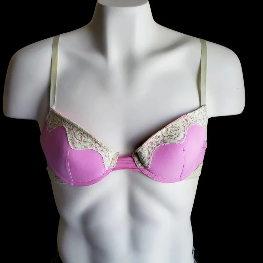 René Rofé Pink & Green Lace Bra – Size 36B
