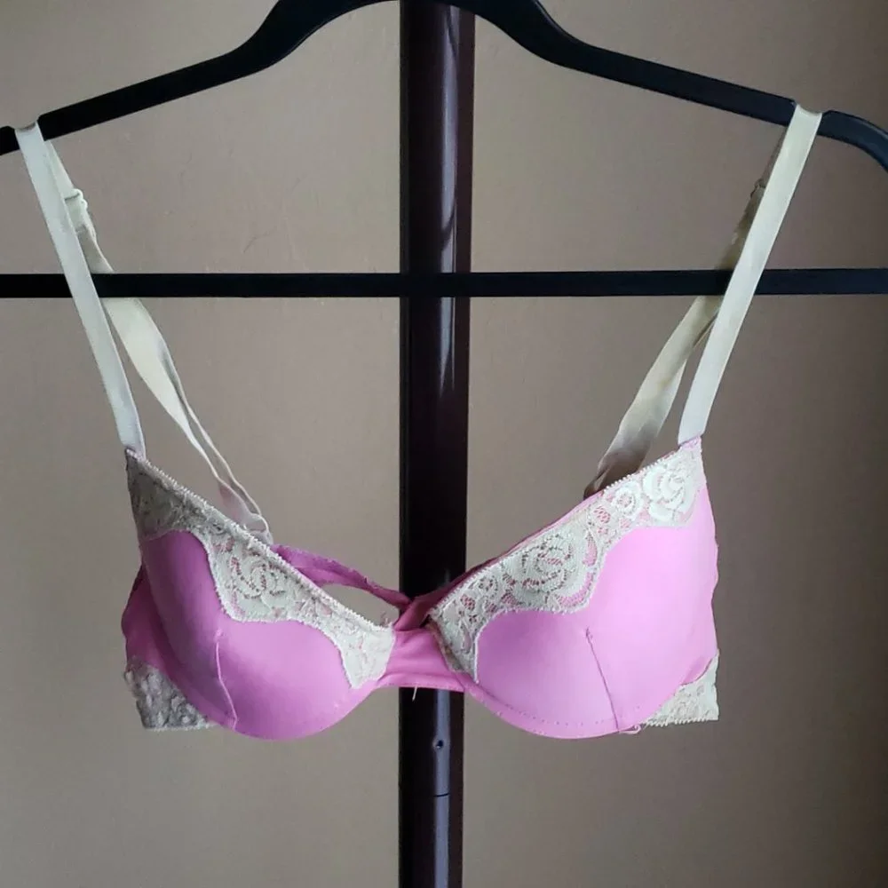 René Rofé Pink & Green Lace Bra – Size 36B