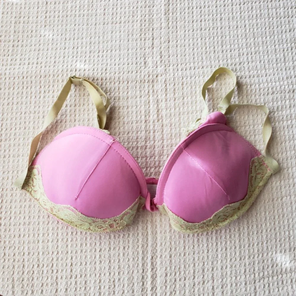 René Rofé Pink & Green Lace Bra – Size 36B