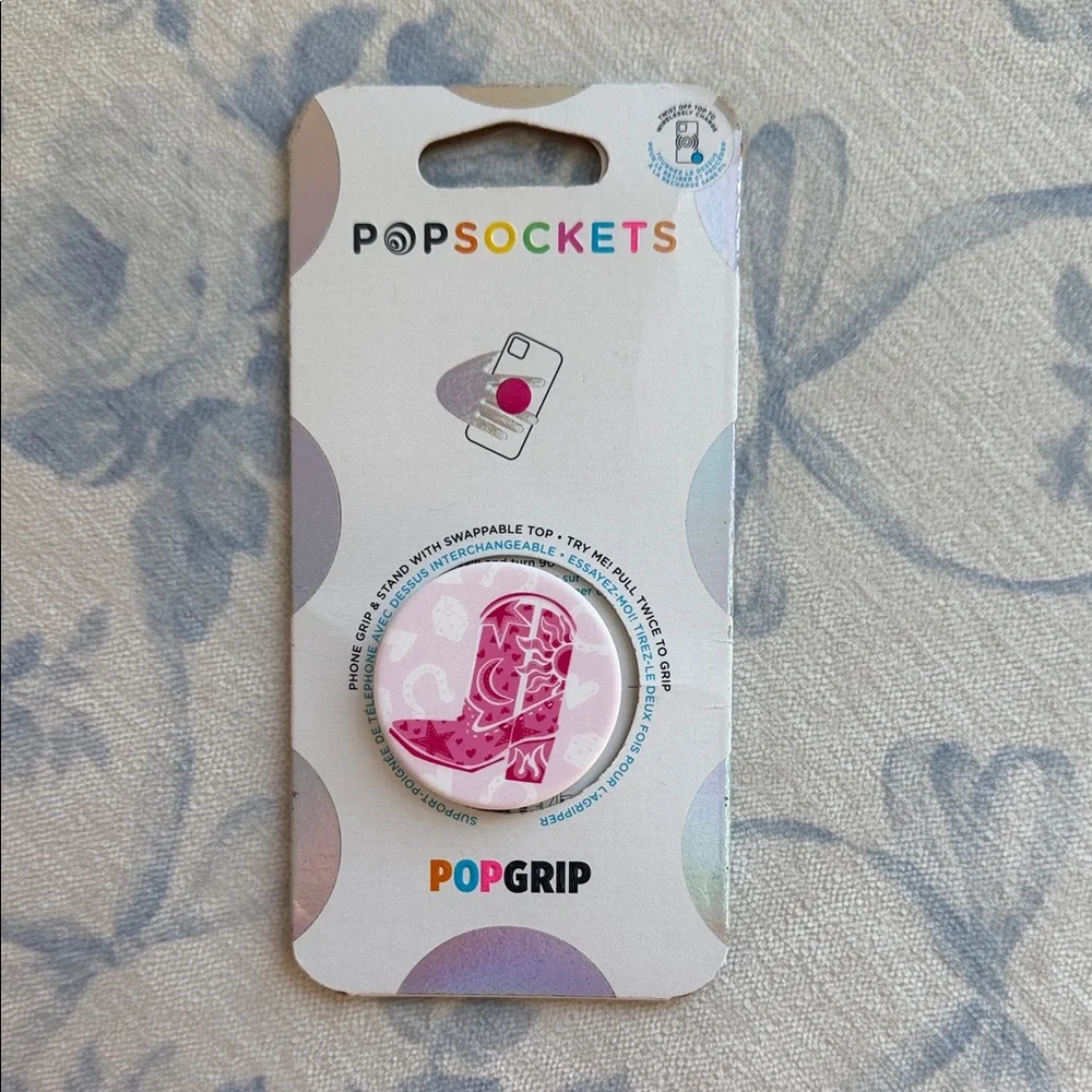 PopSocket Let's Go Girls Pink Cowgirl Boot Phone Grip & Stand