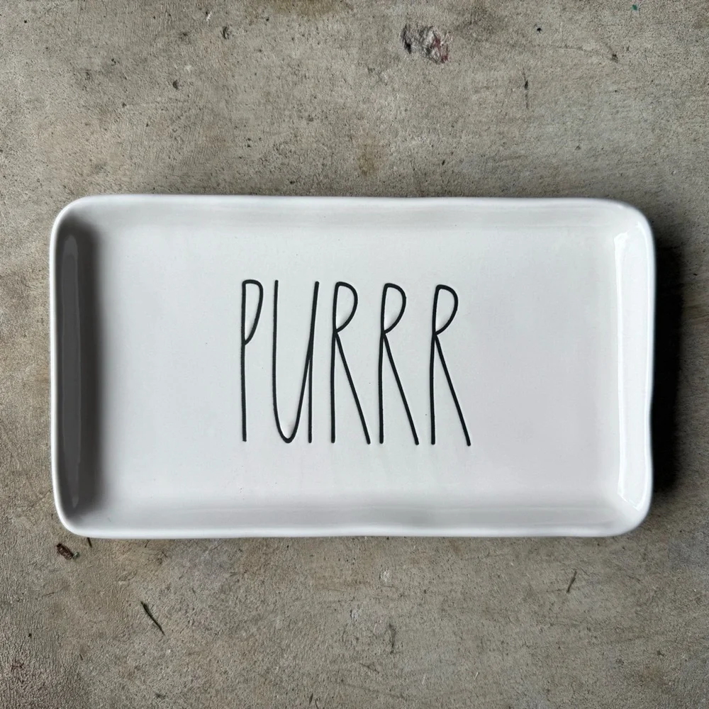 RAE DUNN White Ceramic ‘PURRR’ Tray - NWOT