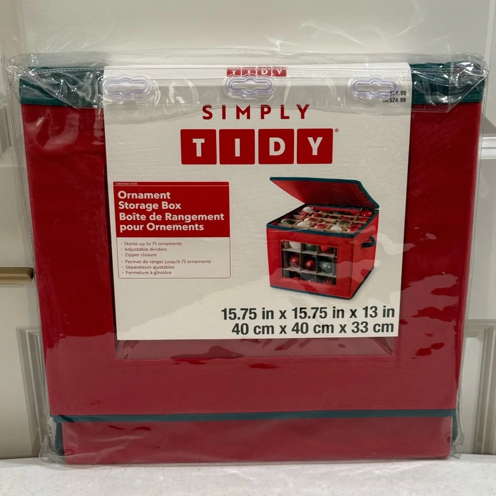 NEW Simply Tidy Red Ornament Storage Box