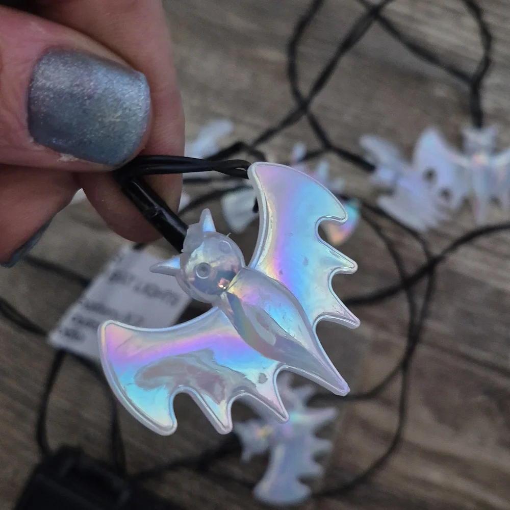 Spirit Halloween LED Bats String Lights Goth Bat Party Lights Purple
