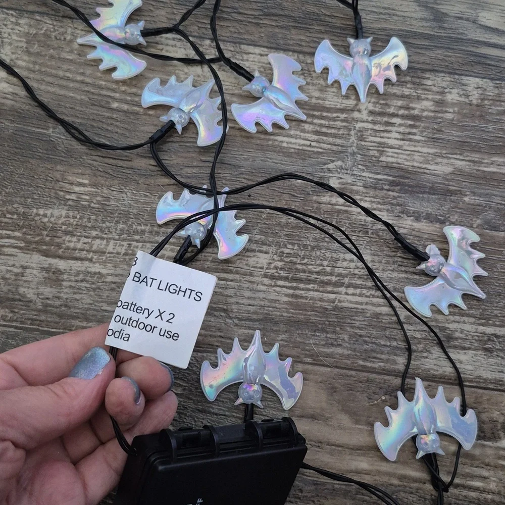 Spirit Halloween LED Bats String Lights Goth Bat Party Lights Purple