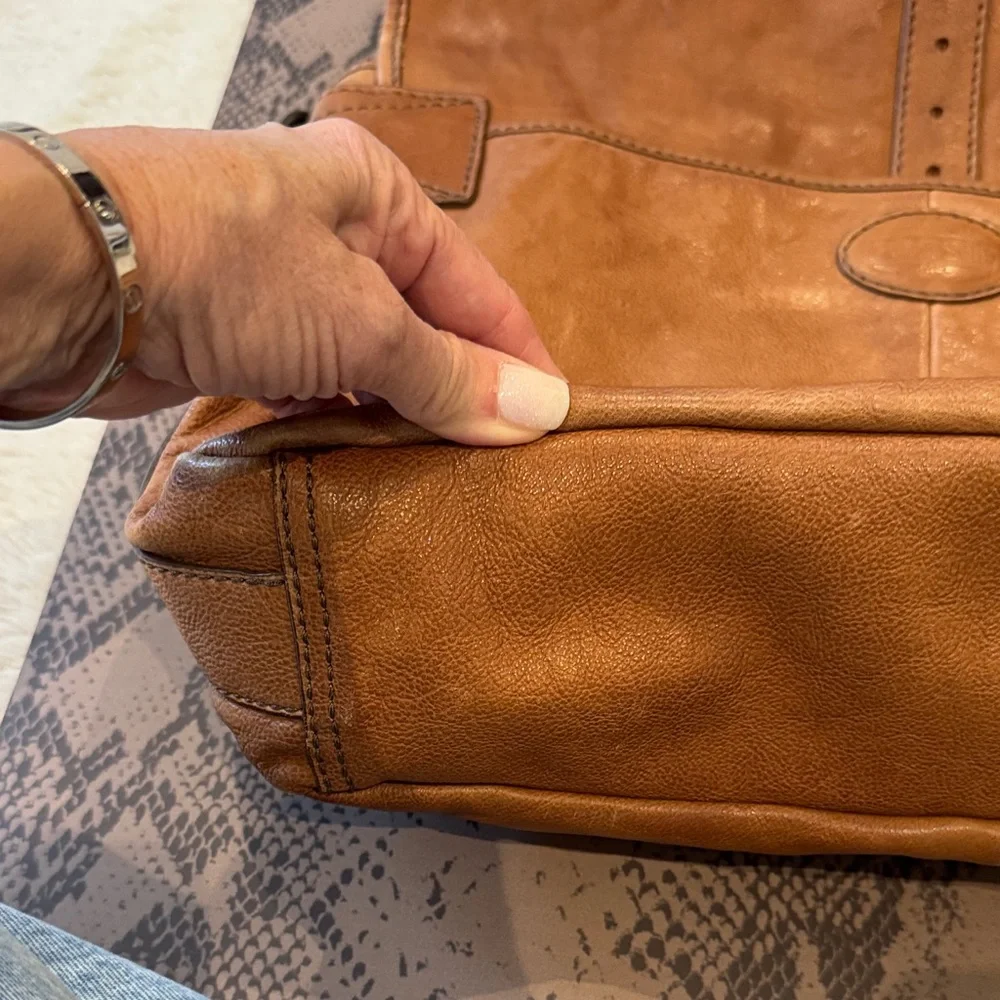 Fossil Brown Leather Messenger Bag