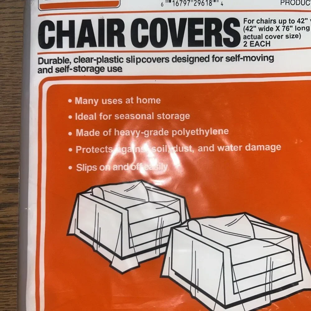 U-Haul Chair Covers Plastic Slipcovers Moving Storage 2 Pack New