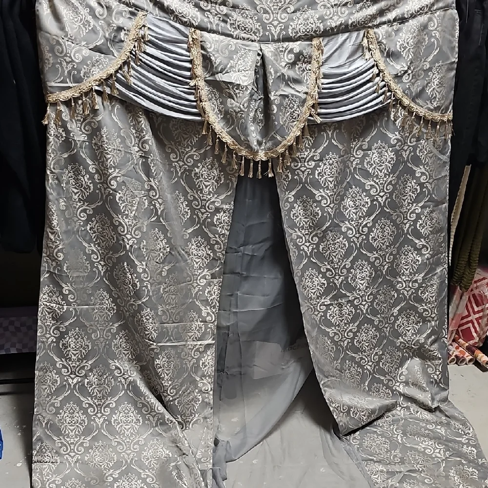 Nwt Gray and Gold Patterned Curtains