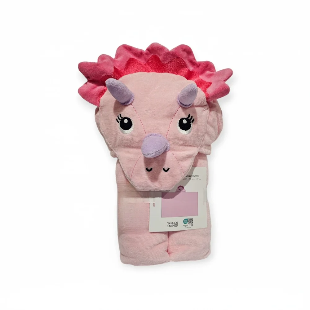 Caro Kids Baby Dinosaur Cotton Hooded Towel PINK NEW