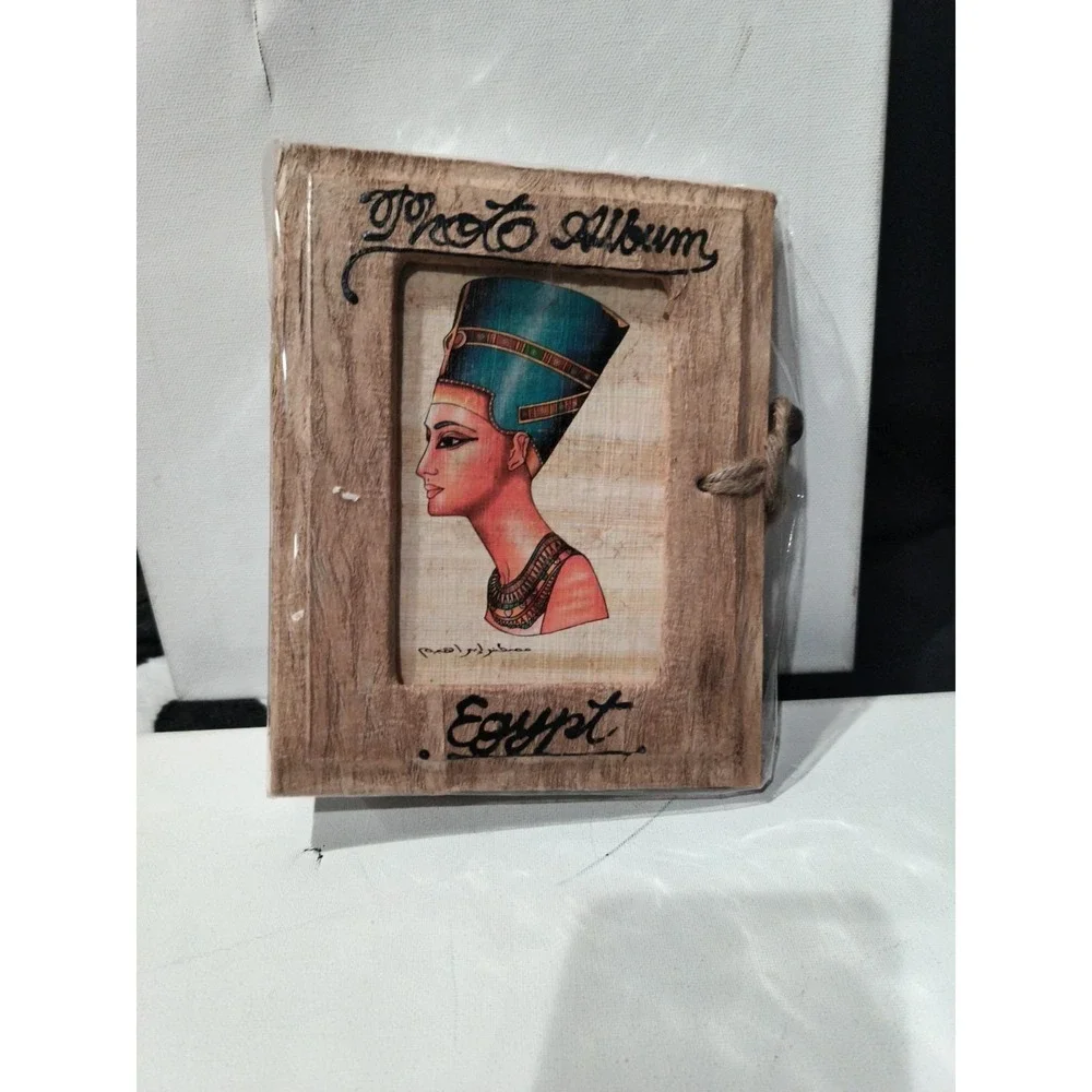 New Unique Handmade Africa Egyptian Woodish Photo Album Paper Pages 4x6 Sealed