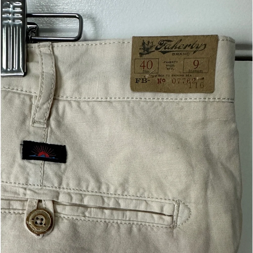 Faherty Malibu Linen & Cotton Chino Stone Shorts Men’s Size 40 NEW with Tags