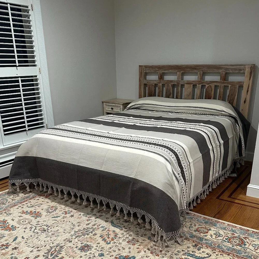 Queen Size Cotton Bedspread/Quilt. From Oaxaca Mex. Hand loom, Bed covers,