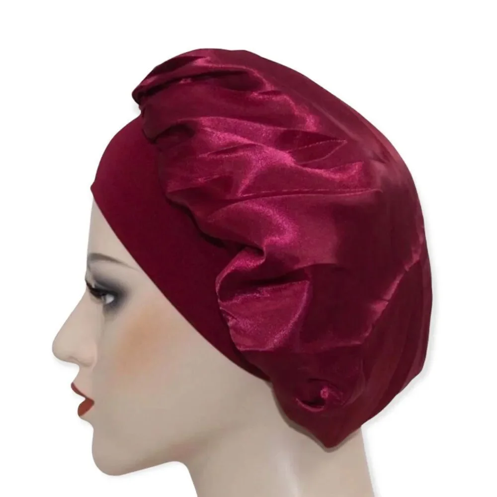 🆕Red Satin Wide Elastic Hair Bonnet