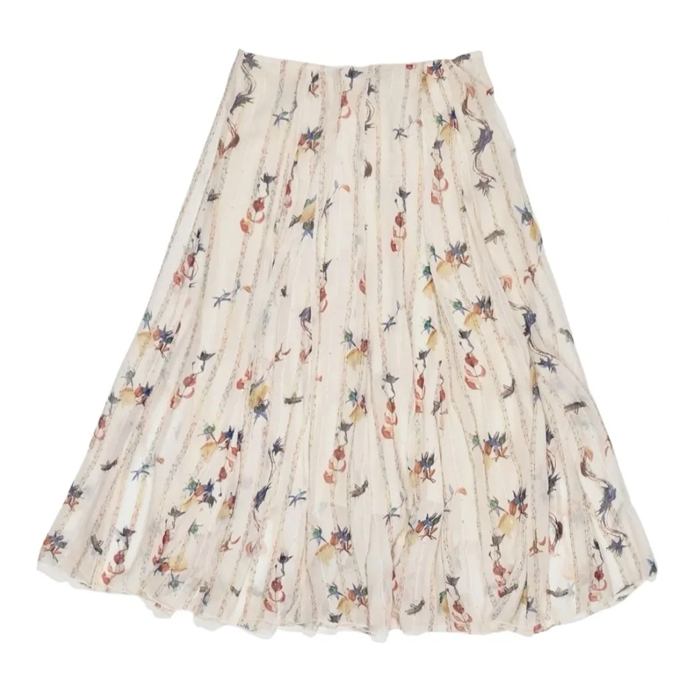 Vintage Surrealist Floral Cream Maxi Skirt NWT