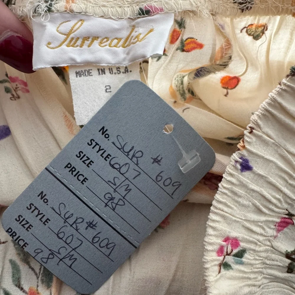 Vintage Surrealist Floral Cream Maxi Skirt NWT