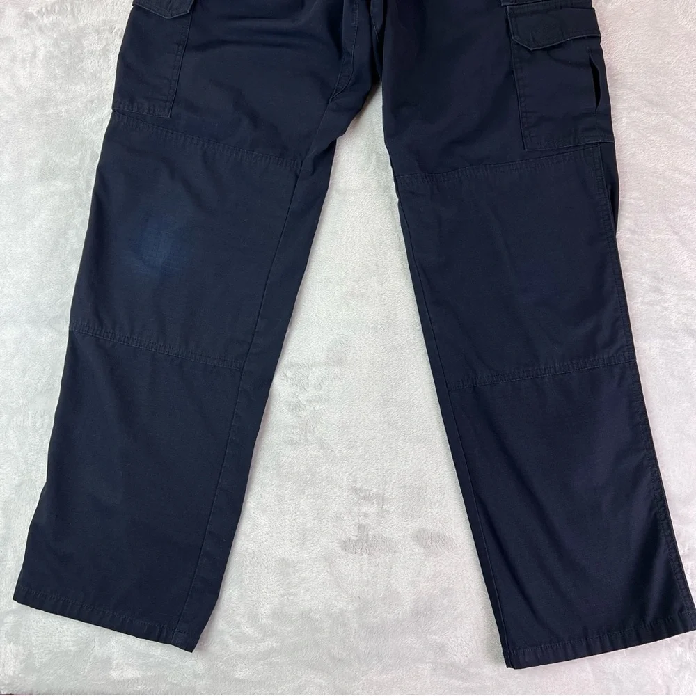 5.11 Tactical Work Pants 32 x 34 Navy Blue Elastic Waist Hammer Loop Cargo