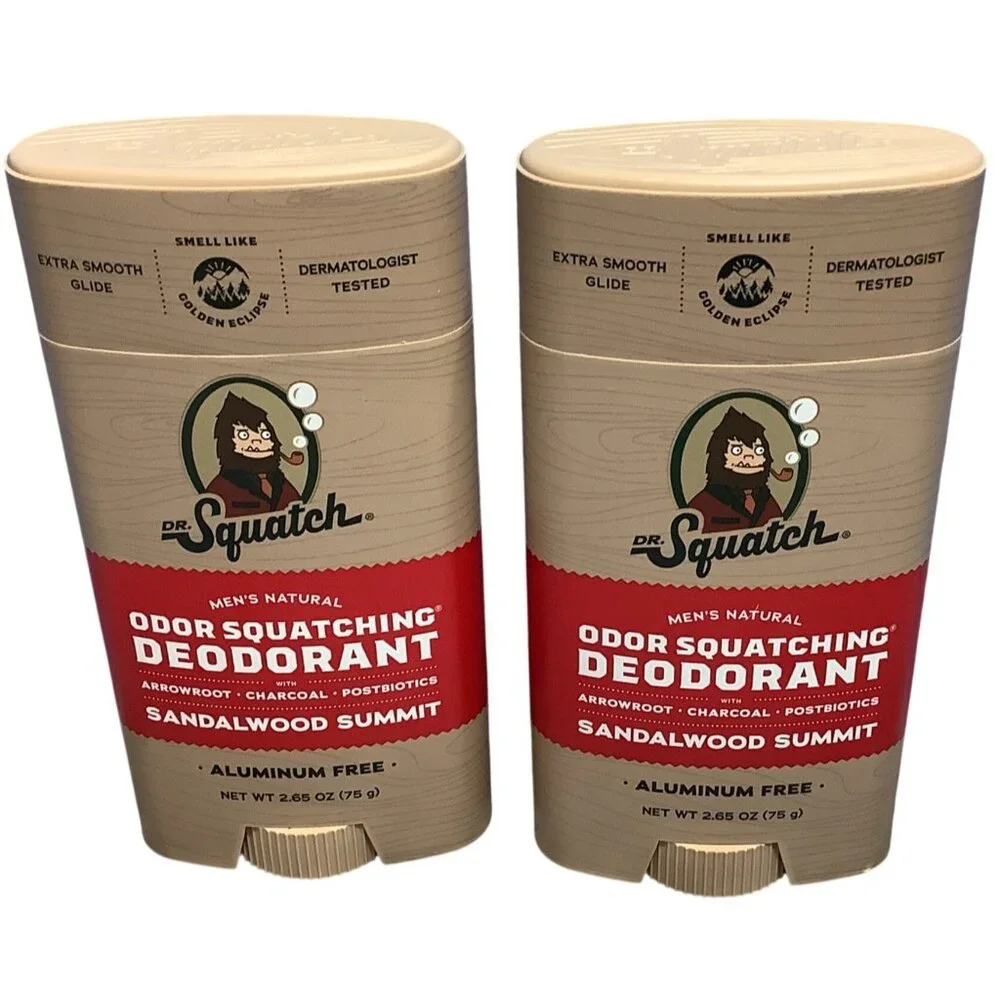 2 Dr. Squatch Sandalwood Summit Natural Deodorant Mens 2.65 Oz Aluminum Free