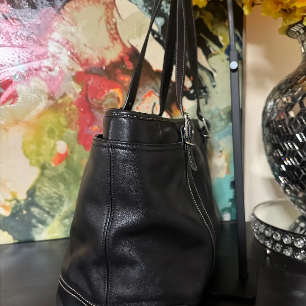 Coach Black Leather Tote Bag