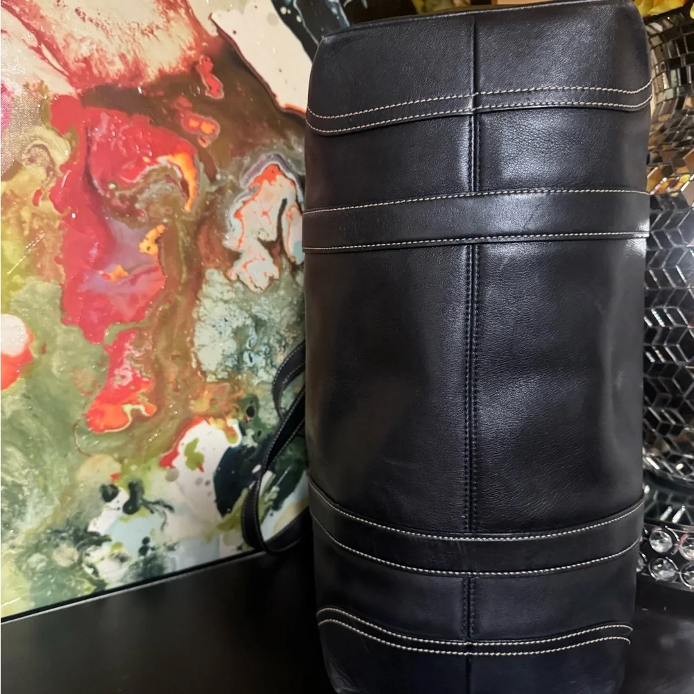 Coach Black Leather Tote Bag