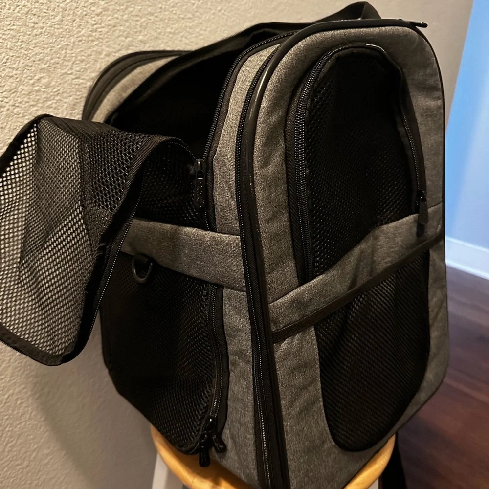 Apollo gray and black pet carrier backpack