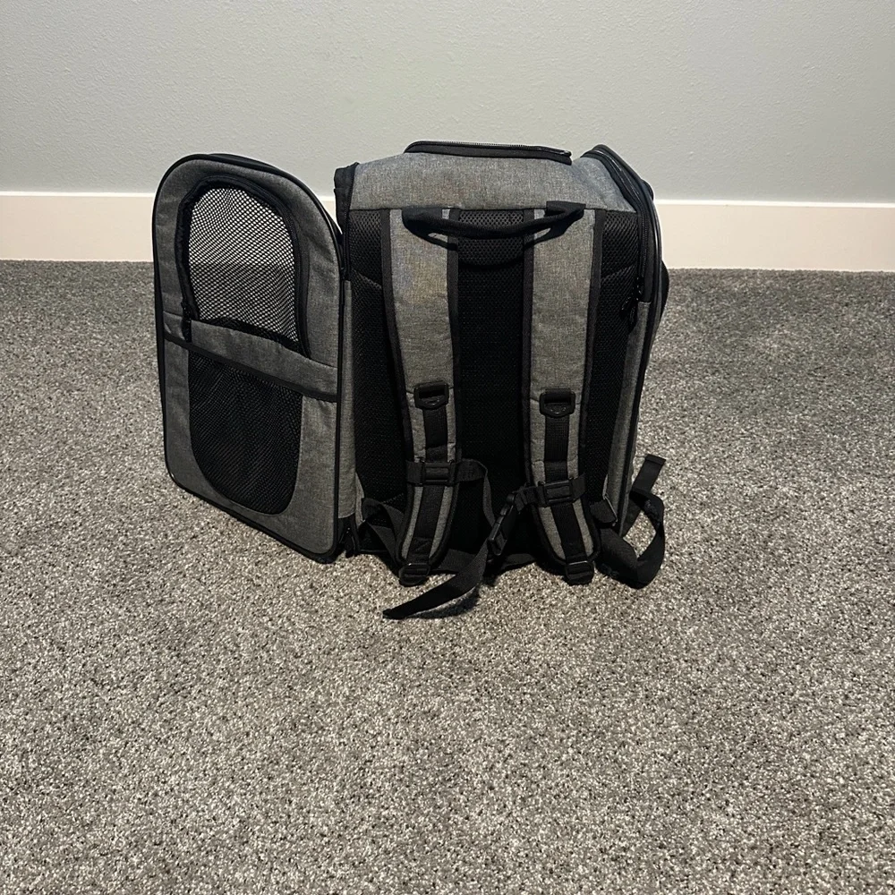 Apollo gray and black pet carrier backpack