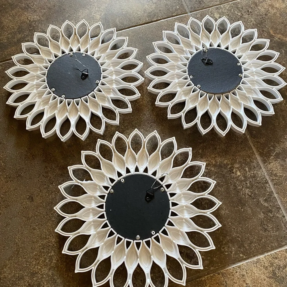 Trio of MCM flower mirrors 10” round NWOT